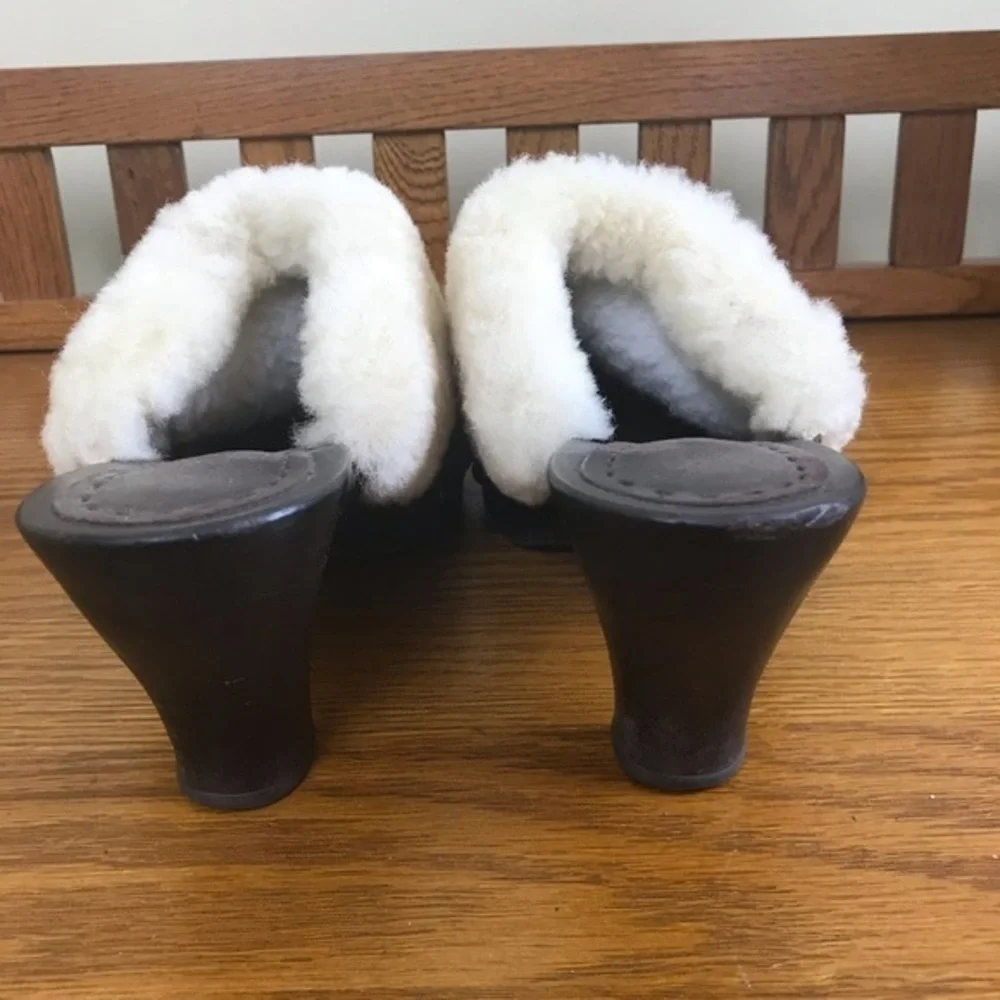 Gianni Bini Furrever Brown Suede Clogs - Picture 4 of 6